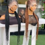 Human hair blend full lace cornrow wig