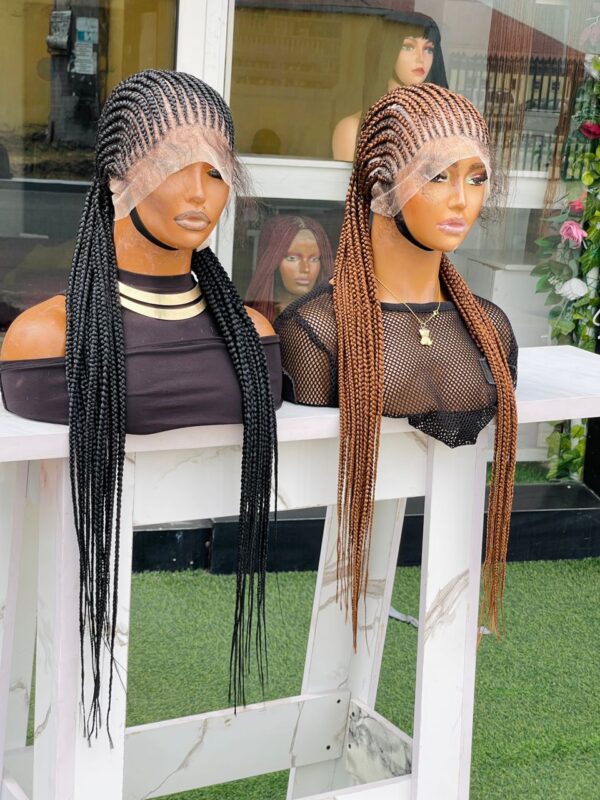 Human hair blend full lace cornrow wig