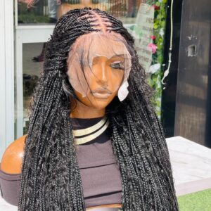 13x6 thin lace frontal boho braided wig. Boho curls: 100% human hair