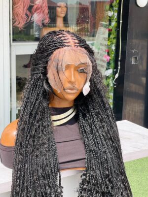 13x6 thin lace frontal boho braided wig. Boho curls: 100% human hair