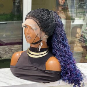 Human Hair Blend Full Lace Micro Twist Wig